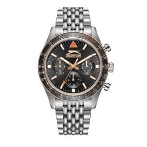 Slazenger SL.09.2417.2.02 Erkek Kol Saati | 44 mm Kurşun Kadran, Çelik Kasa, Kronograf