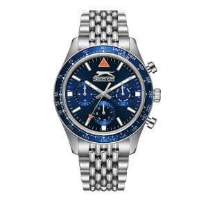 Slazenger SL.09.2417.2.03 Erkek Kol Saati | 43 mm Koyu Mavi Kronograf, Paslanmaz Çelik
