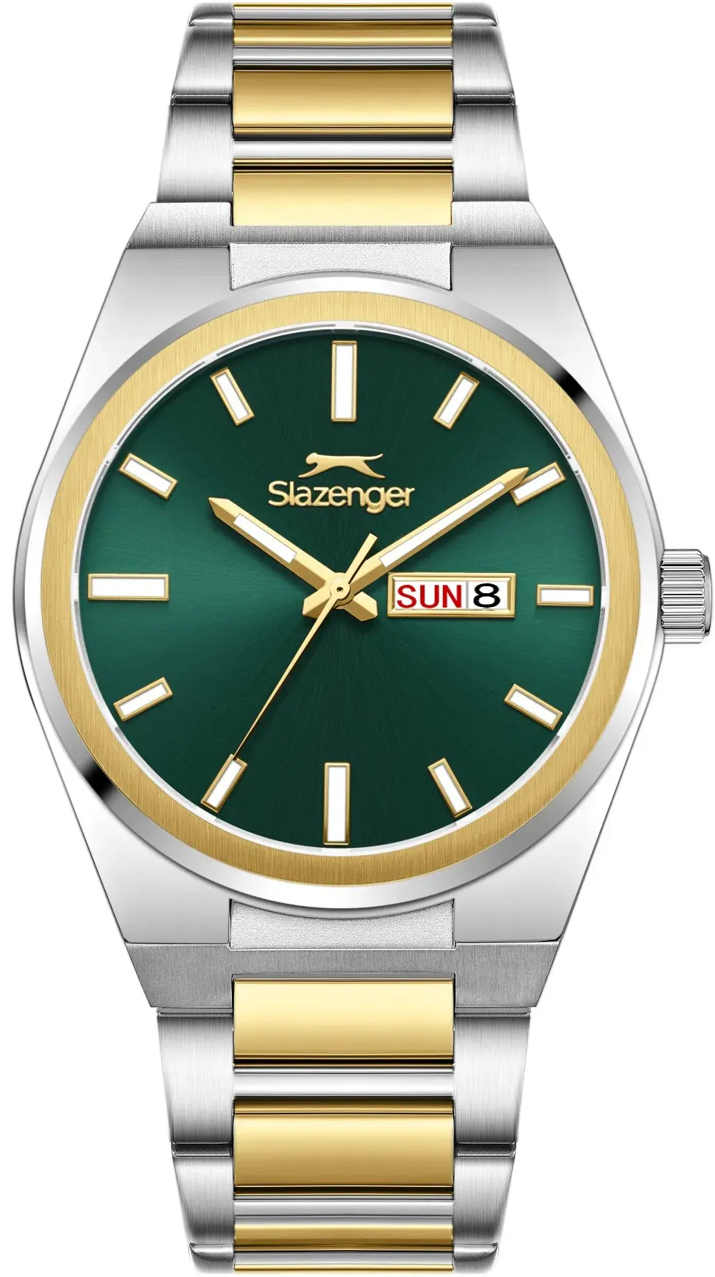 Slazenger SL.09.2555.2.02 Erkek Kol Saati | 41 mm Yeşil Kadran, Çift Renk Bilezik, Oval Paslanmaz Çelik