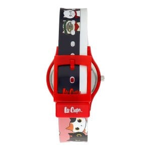 Lee Cooper LC.K.1.839 Çocuk Kol Saati | Kedi Figürlü, Kırmızı Kasa, Renkli Silikon Kayış