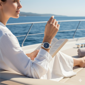 Gant GT077004Y Kadın Kol Saati | 34 mm Lacivert Kadranlı, Taş Detaylı, Silver-Gold Çelik Kordon