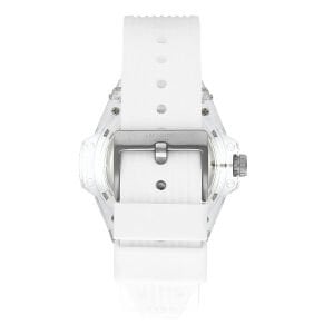 Lee Cooper LC07975.333 Erkek Kol Saati | 44 mm Şeffaf Kasa, Beyaz Silikon Kordon, Rose Detaylı Multibölmeli Tasarım
