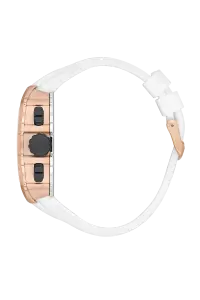 Lee Cooper Özel Seri Erkek Kol Saati | 46 mm Rosegold Çelik Kasa, Beyaz Silikon Kordon, Multifonksiyonel Spor Tasarım