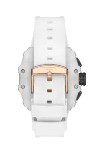 Lee Cooper Özel Seri Erkek Kol Saati | 46 mm Rosegold Çelik Kasa, Beyaz Silikon Kordon, Multifonksiyonel Spor Tasarım