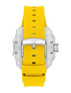 Lee Cooper Sarı Silikon Erkek Kol Saati | 46 mm Çelik Kasa, İskelet Kadran, Sportif Tasarım