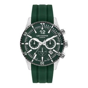 Lee Cooper LC07628.377 Erkek Kol Saati | 42 mm Açık Yeşil Kadran, Çelik Kasa, Silikon Kordon, Sportif Multifonksiyon