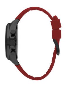 Lee Cooper LC07559.658 Erkek Kol Saati | 46 mm Dijital & Analog Tasarım, Kırmızı Silikon Kordon, Çelik Kasa