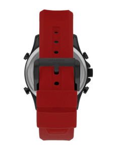 Lee Cooper LC07559.658 Erkek Kol Saati | 46 mm Dijital & Analog Tasarım, Kırmızı Silikon Kordon, Çelik Kasa