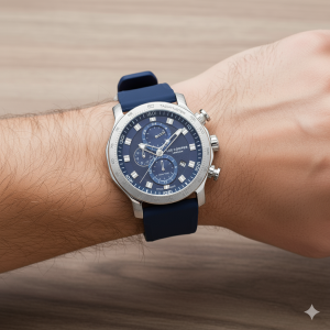 Lee Cooper LC07631.399 Erkek Kol Saati | 49 mm Mavi Kadranlı, Çelik Kasa, Sportif Silikon Kordon