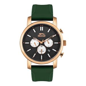 Slazenger SL.09.1829.2.05 Erkek Kol Saati | 45 mm Rosegold Kasa, Yeşil Silikon Kordon, Multifonksiyon