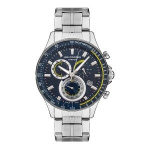 Lee Cooper LC07403.390 Erkek Kol Saati | 45 mm Çelik Kasa, Kronograf Mavi Kadran, Takimetre Ölçekli