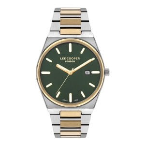 Lee Cooper LC07608.270 Erkek Kol Saati | 42 mm Yeşil Kadran, Altın-Gümüş Çelik Kordon
