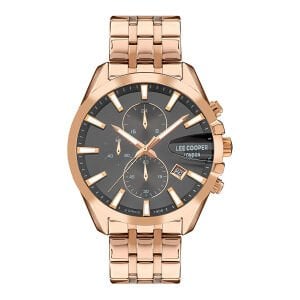 Lee Cooper LC07524.460 Erkek Kol Saati | 45 mm Rose Gold Kasa, Siyah Kadran, Takvimli Multifonksiyon