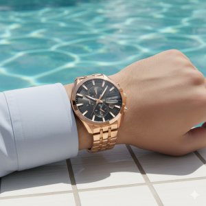 Lee Cooper LC07524.460 Erkek Kol Saati | 45 mm Rose Gold Kasa, Siyah Kadran, Takvimli Multifonksiyon