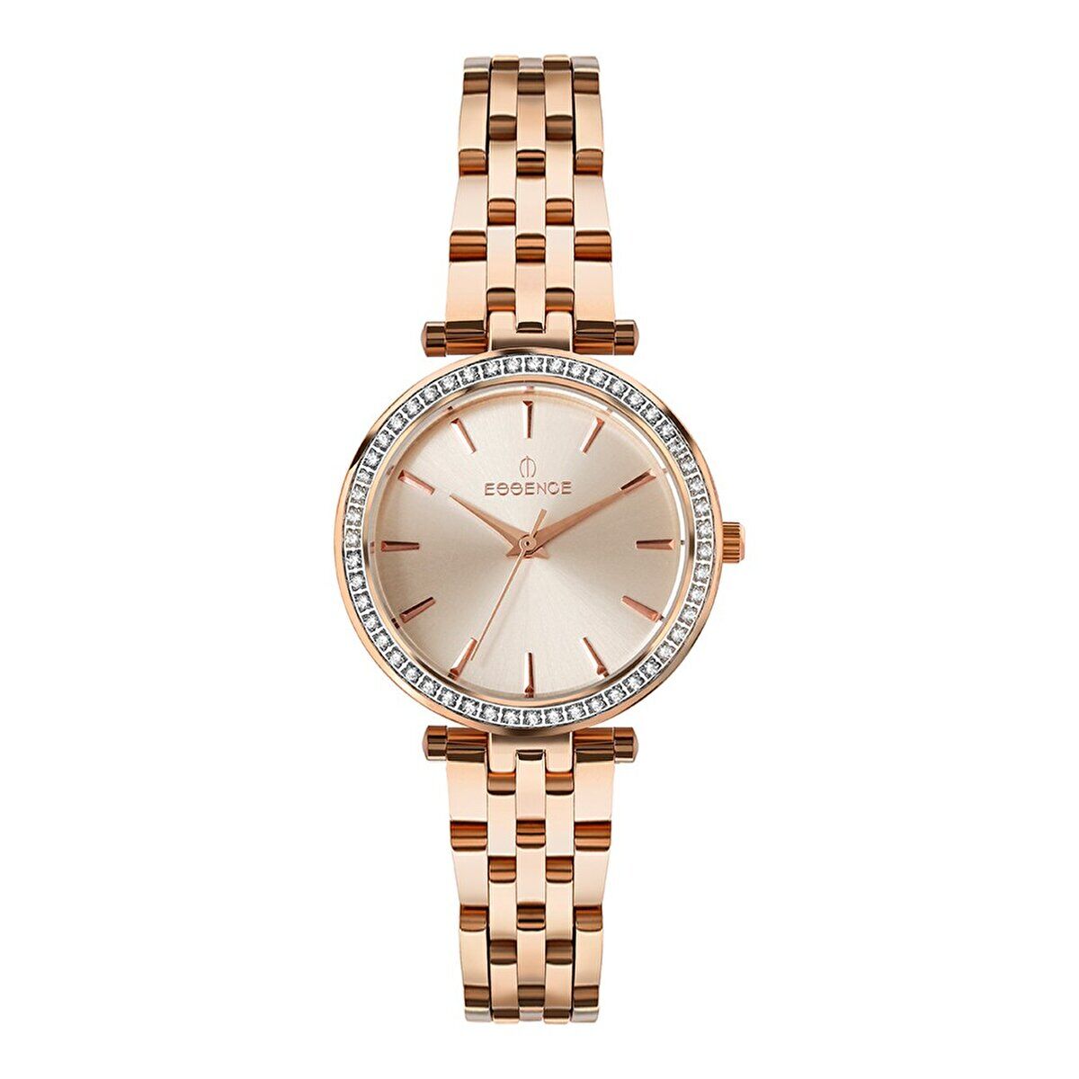 Essence ES6640FE.410 Kadın Kol Saati | 32 mm Rose Gold Çelik Kasa, Kristal Taşlı Çerçeve