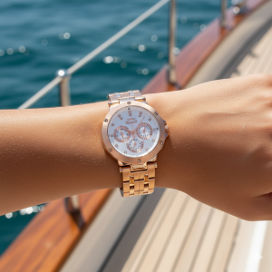 Slazenger SL.09.2159.4.05 Kadın Kol Saati | 34 mm Rose Kasa, Çelik Kordon, Fonksiyonlu Taşlı Kadran