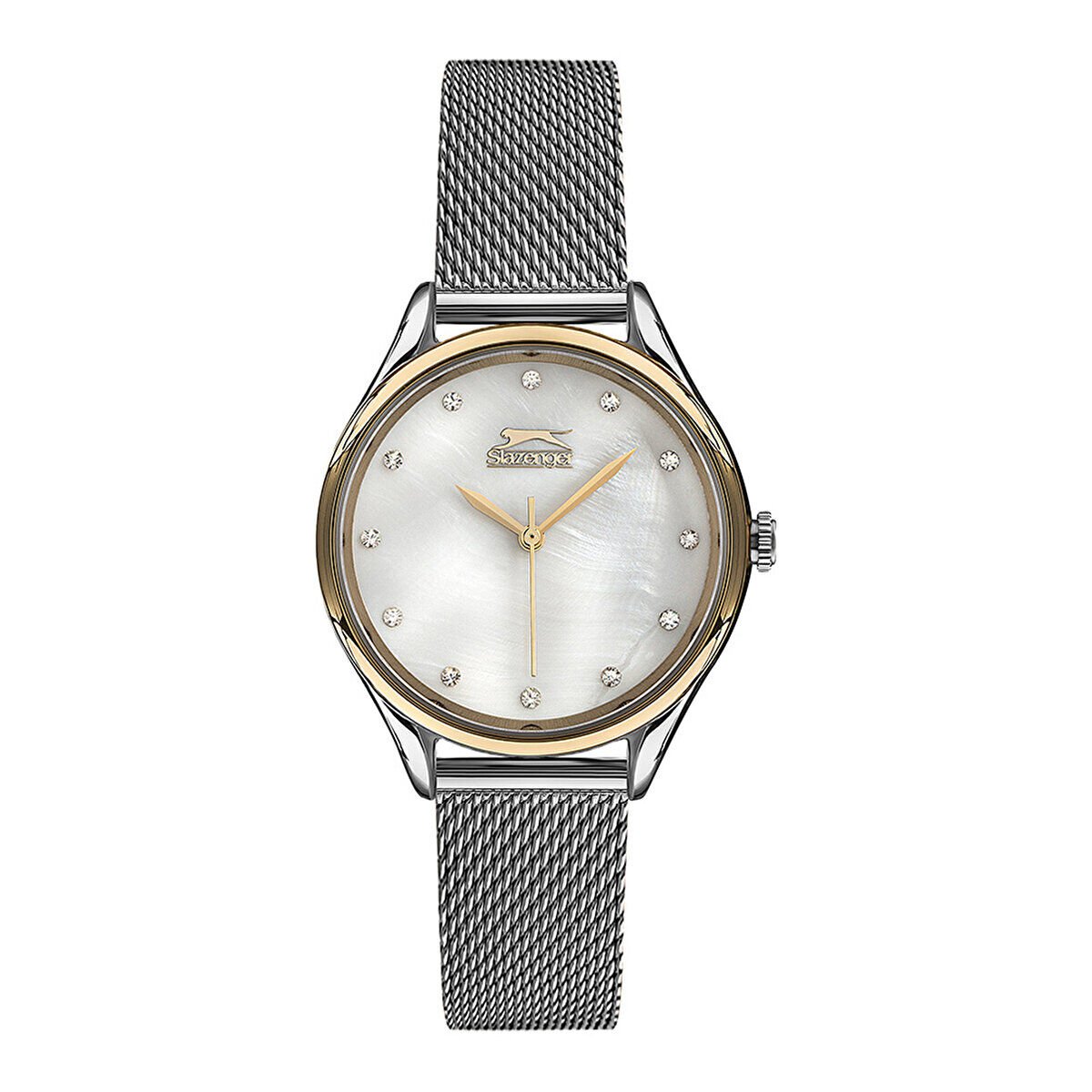 Slazenger SL.09.1849.3.04 Kadın Kol Saati | 34 mm Gümüş Hasır Kordon, Taşlı Kadran