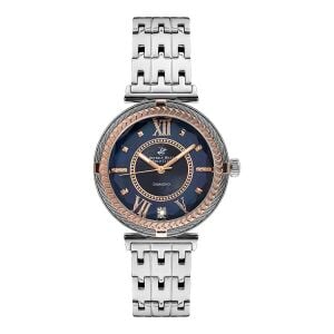 Beverly Hills Polo Club BP3222X.590 Kol Saati | 36 mm Çift Renkli Çelik Kasa, Lacivert Kadran, Pırlantalı Kadın Saat
