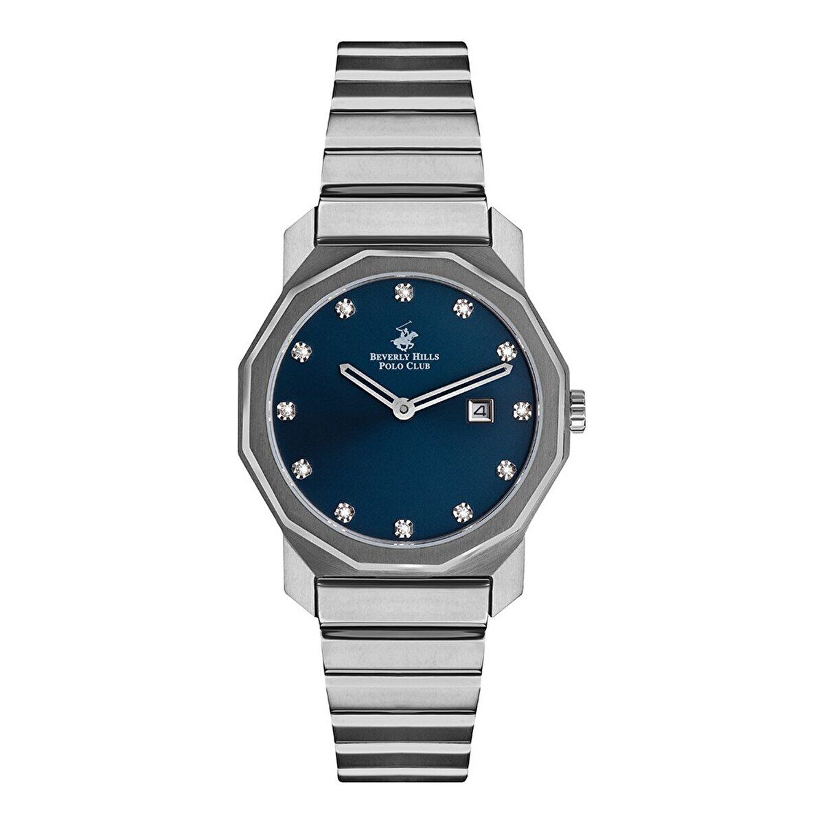 Beverly Hills Polo Club BP3141X.390 Kol Saati | 34 mm Sekizgen Kasa, Lacivert Taşlı Kadran, Paslanmaz Çelik Kadın Saat