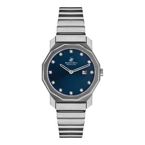 Beverly Hills Polo Club BP3141X.390 Kol Saati | 34 mm Sekizgen Kasa, Lacivert Taşlı Kadran, Paslanmaz Çelik Kadın Saat