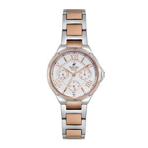 Beverly Hills Polo Club BP3085C.530 Kol Saati | 33 mm Gümüş-Rose Kasa, Multifonksiyonel Takvimli Taşlı Kadın Saat