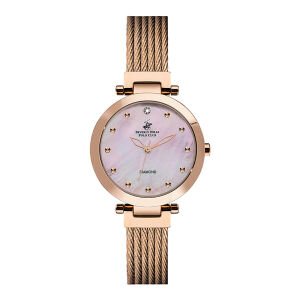 Beverly Hills Polo Club BP3179X.410 Kol Saati | 33 mm Rose Gold Kasa, Sedef Kadran, Örgü Kordonlu Kadın Saat
