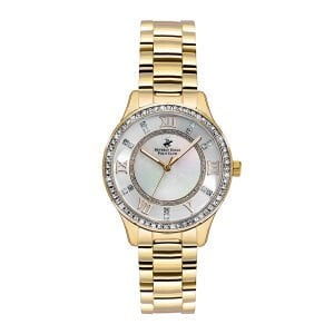 Beverly Hills Polo Club BP3099C.120 Kol Saati | 36 mm Altın Kasa, Sedef Kadran, Taşlı Çerçeve