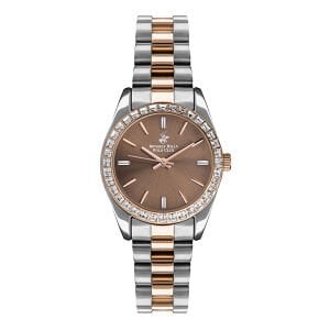 Beverly Hills Polo Club BP3298C.230 Kadın Kol Saati | 32 mm Taşlı Çerçeve, Silver Hasır Kordon, Rose Gold Detaylı Şık Model