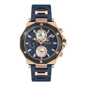 Beverly Hills Polo Club BP3152X.899 Erkek Kol Saati | 44 mm Çelik Kasa, Lacivert Silikon Kordon, 10 ATM Spor Saat