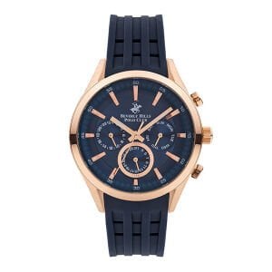 Beverly Hills Polo Club BP3042X.499 Erkek Kol Saati | 44 mm Rose Kasa, Lacivert Silikon Kordon