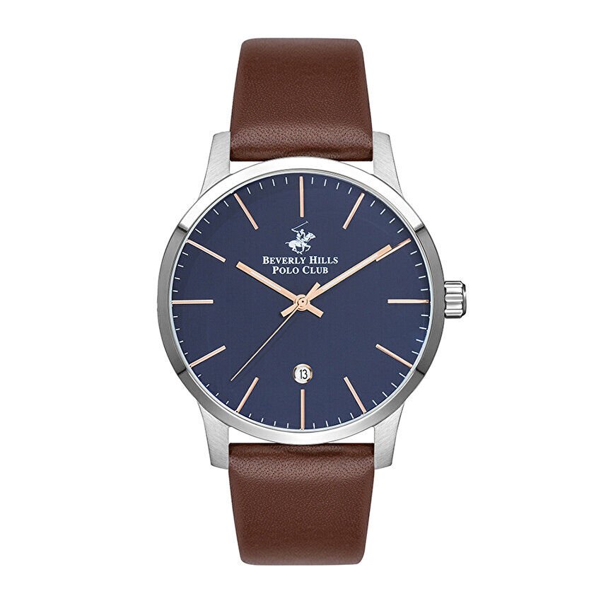 Beverly Hills Polo Club BP3057X.392 Erkek Kol Saati | 44 mm Gri Kasa, Kahverengi Deri Kordon