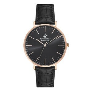 Beverly Hills Polo Club BP3129X.451 Erkek Kol Saati | 42 mm Rosegold Kasa, Siyah Deri Kordon, Ultra İnce Quartz Mekanizma