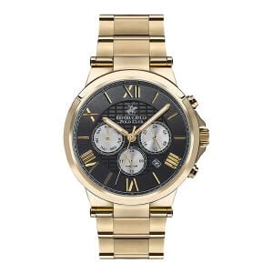 Beverly Hills Polo Club BP3123X.150 Erkek Kol Saati | 45 mm Altın Paslanmaz Çelik, Siyah Kadran