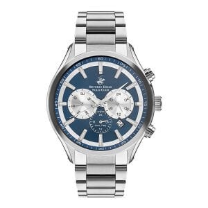 Beverly Hills Polo Club BP3113X.390 Erkek Kol Saati | 46 mm Paslanmaz Çelik Kasa & Kordon, Mavi Kadran