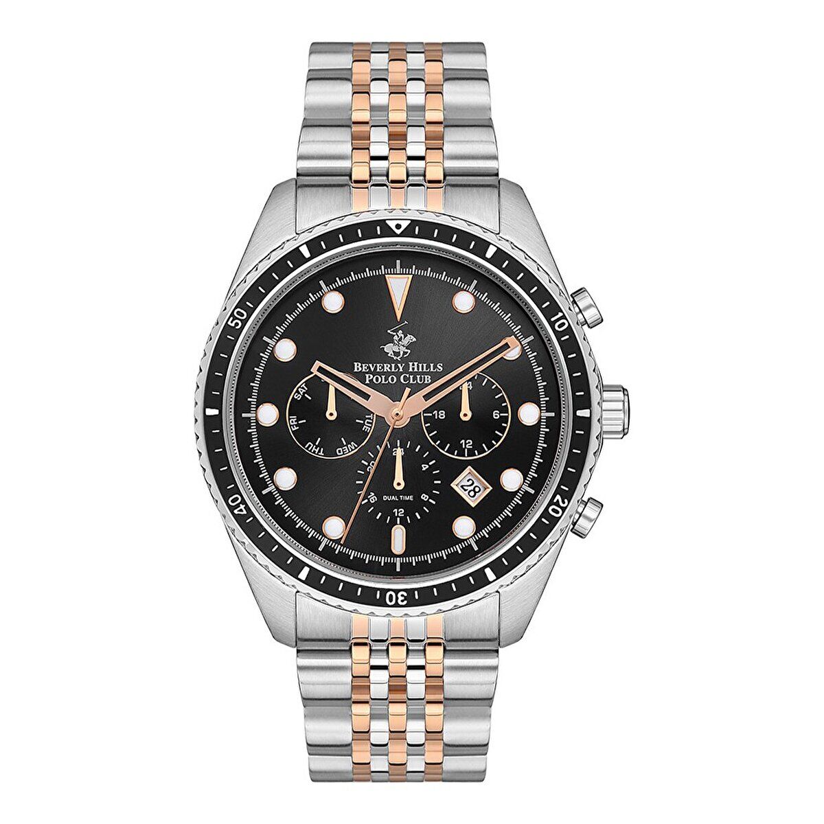 Beverly Hills Polo Club BP3354X.550 Erkek Kol Saati | 44 mm Paslanmaz Çelik Kasa & Bilezik, Rose Gold Detaylı
