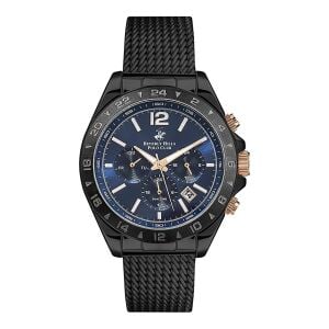 Beverly Hills Polo Club BP3128X.690 Erkek Kol Saati | 42 mm Siyah Kasa, Lacivert Kadran